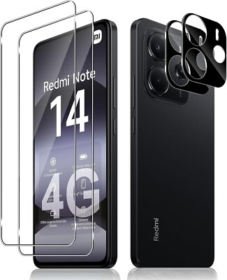 2X 3D Schutzglas ( Display + Kamera ) für Xiaomi Redmi Note 14 4G Hartglas 9H