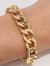 Gold Filled 11mm Curb Bracelet Lightweight Hollow Design
