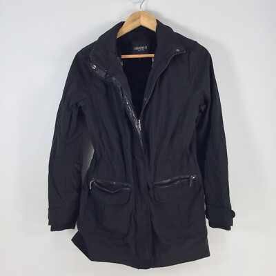 Jeanswest womens anorak jacket size black long sleeve collared