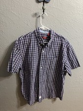 Izod Shirt Men's Collared Plaid Short Sleeve Button Down Size XL