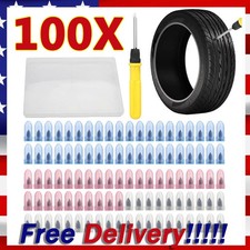 100x Tire Repair Rubber Nails Tyre Puncture Repair Screws Kit w/ Screwdriver KU