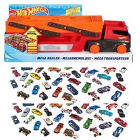 Mattel Hot Wheels GHR48 Mega Truck Transporter 4 Ebenen Inkl. 20 Spielzeug Autos