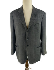 Armani Collezioni Mens 44 Chevron Herringbone Vtg 3-Button Blazer Jacket Wool