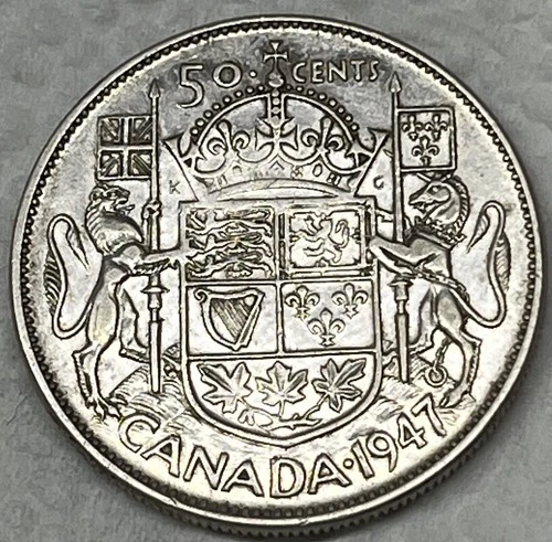1947 Canada Half Dollar - Better Than Average Circulated Condition - Curved 7