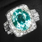 Greenish Blue Paraiba Tourmaline 4.59Ct 925 Sterling Silver White Gold Rings