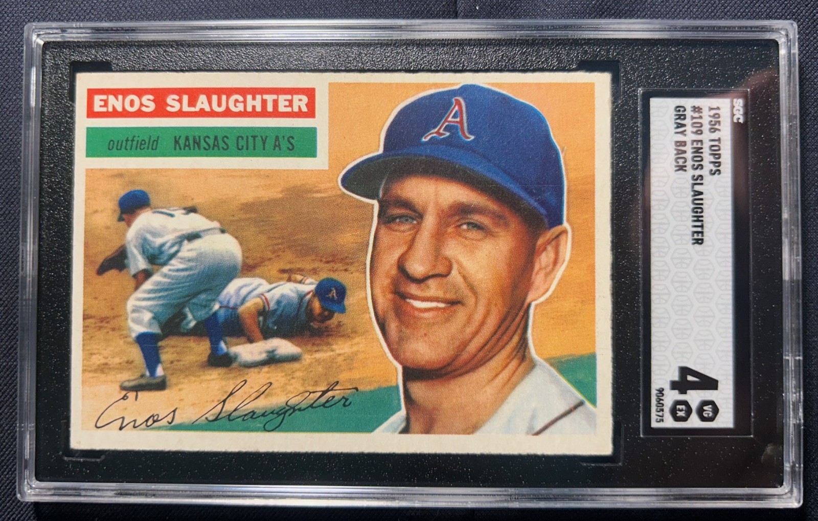 3x2 Dutch Auction - 1956 Topps #109 (Gray Back), SGC 5 - HOF Enos Slaughter