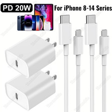 For iPhone14 13 12 11 Pro XR XS X 8 PD 20W USB-C Fast Wall Charger Type C Cable