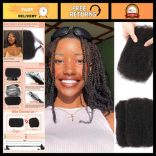 100 Human Hair Afro Kinky Curly Bulk for Twist Dreadlock Extensions - 1B, 12