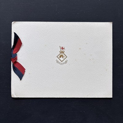 Antike Vintage Royal Navy Weihnachtskarte HMS Delphin Brigantine Marine Schiff
