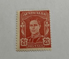 Vintage  Australian 2 1/2 PENNY,  KING GEORGE VI  postage stamp