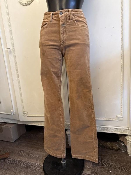 Women Closed Trousers Beige Cotton 38 / M / 46