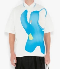 JW Anderson Men's M Polo Shirt Off White Elephant Designer Rare $215.