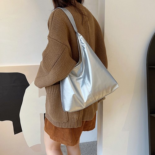 Handbag Shoulder Bag Fashion For Women Glossy High Capacity Leather Tote Bag - Picture 3 of 19