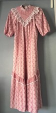Vintage Hawaiian Dress Maxi Ruffled Floral Print Pearl XS