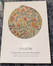 Mushie - Extra-Soft Muslin Crib Sheet - 100 Cotton - Pastel Blooms- Brand New