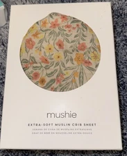 Mushie - Extra-Soft Muslin Crib Sheet - 100% Cotton - Pastel Blooms- Brand New