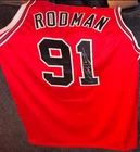 Dennis Rodman Signed Jersey #91 3x Champ NBA Basketball Chicago Bulls Pic Proof