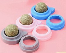 Catnip Wall Ball Toy Set of 3 Cat Dental Chew Lick Balls Fresh Breath Interactiv