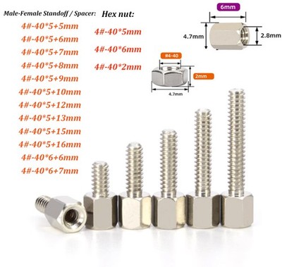 50pcs Brass #4-40 Jackscrew Cylinder Screw Motherboard VGA DB9 DVI COM Port