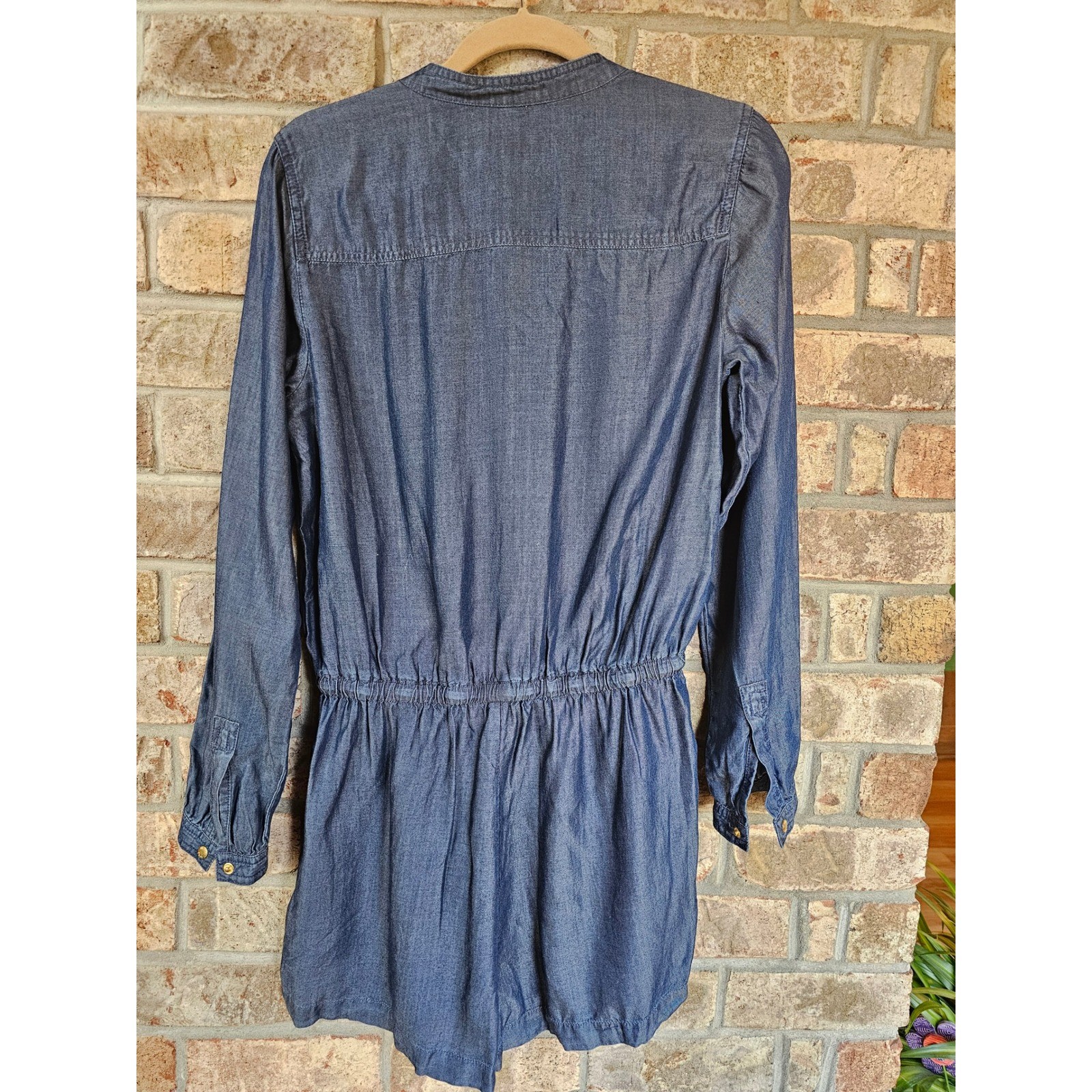 MICHAEL Michael Kors Chambray Denim Utility Romper Jumpsuit Button Up Drawstring thumbnail 8
