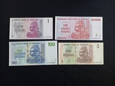 ZIMBABWE 1 + 5 + 100 + 5 Billion DOLLARS Banknotes - Circulated