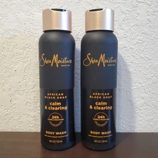 Lot of 2 Shea Moisture African Black Soap Calm & Clearing Body Wash, 18 fl oz