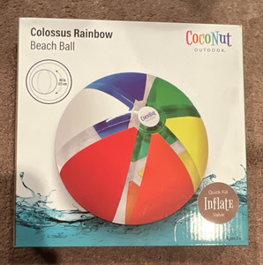 CocoNut Outdoor Colossus Rainbow Beach Ball 48 in Quick Fill Inflate Valve