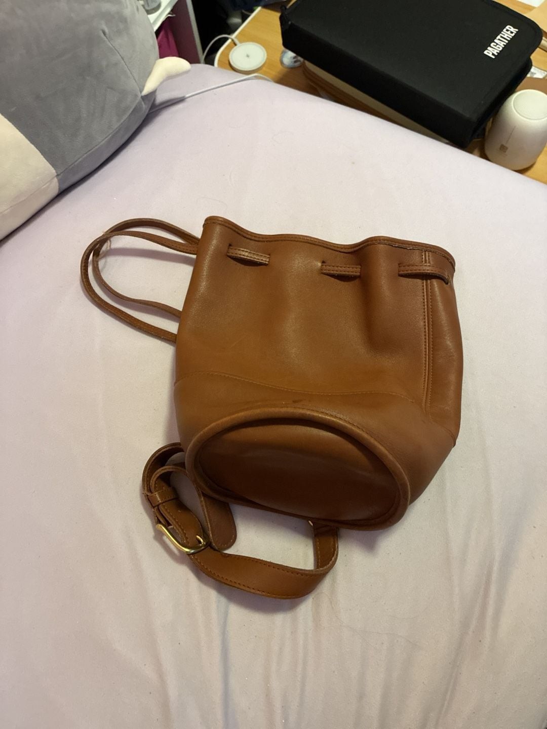 Vintage Coach Leather Drawstring Bucket Bag