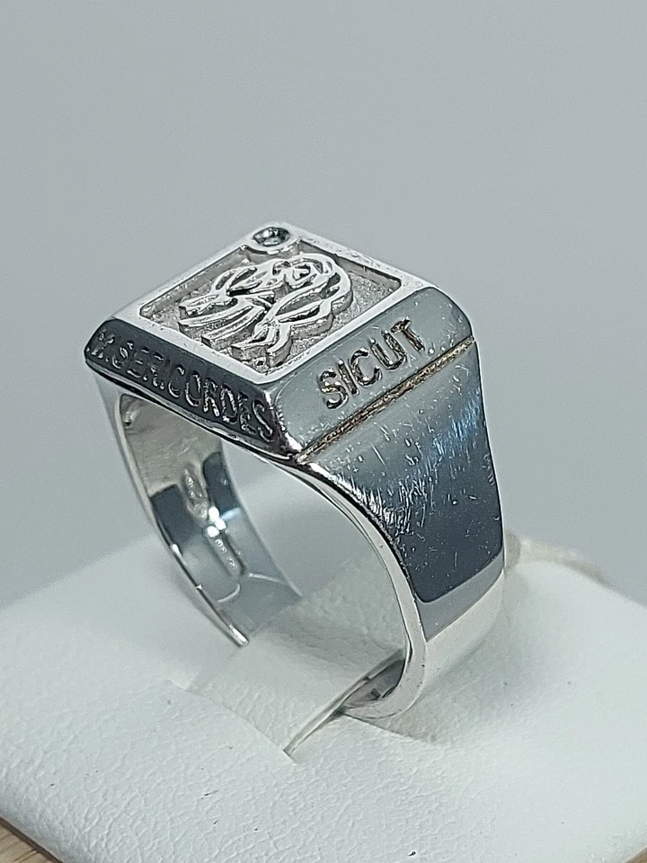 Anello Argento 925 Chevalier Stemma Quadrato Giubileo Misericordia Diamante 0,01 - Immagine 2 di 4