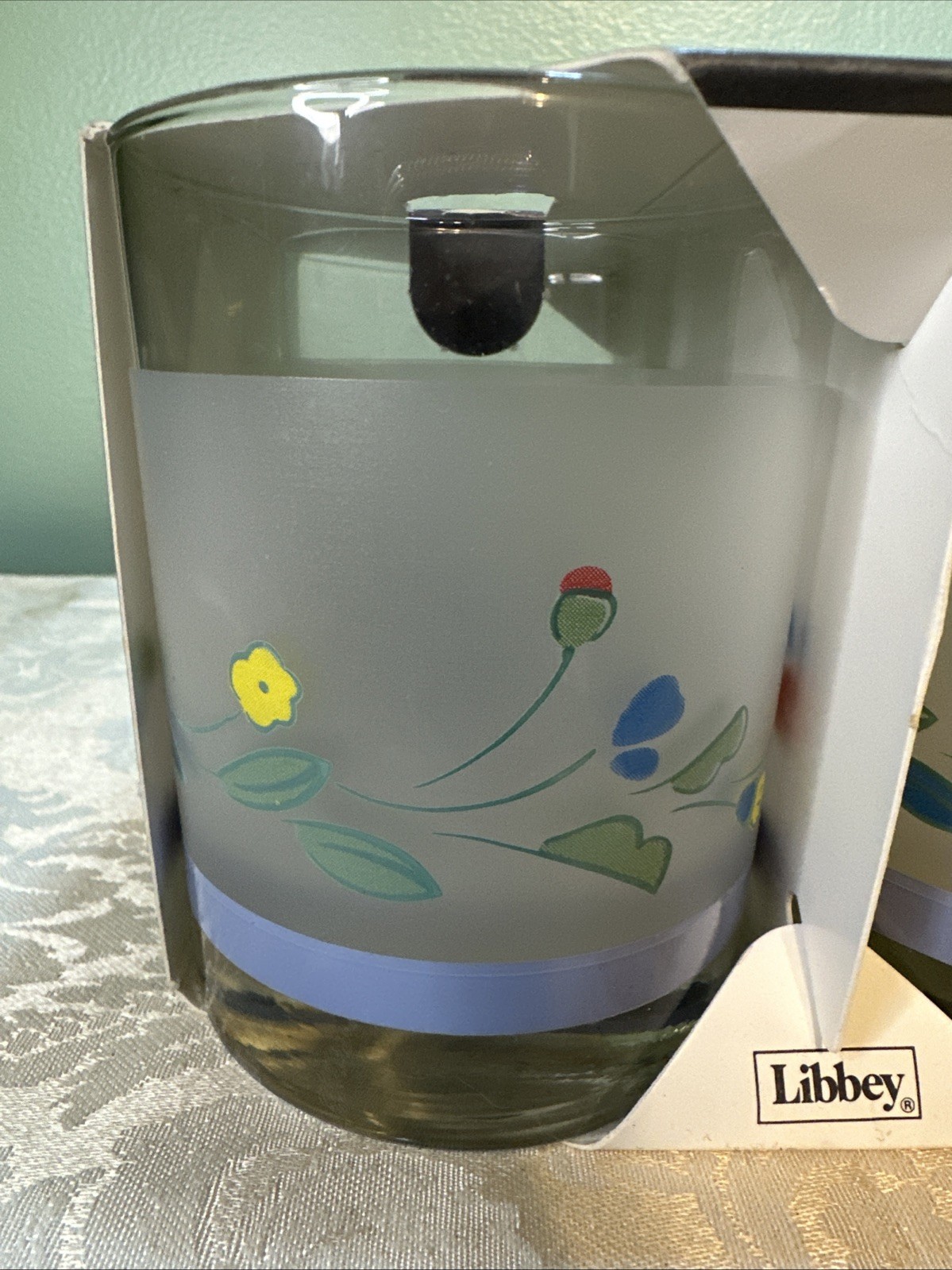 Vintage Libbey Hearthside Floral Expressions Double Old Fashion 4 Piece Set NOS