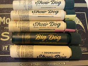 DogWalkers painted GLASS 5 cigar stash tubes w/ safety top lot of jar container