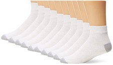 Fruit of the Loom mens Value 10 Pair Pack Ankle Crew fashion liner socks, White,