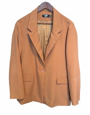 Missguided Camel Tan Blazer Size 10 Work Office Professional Capsule Minimalist