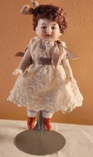 ANTIQUE MINIATURE ALL BISQUE JOINTED DOLL, PAINTED FEATURES