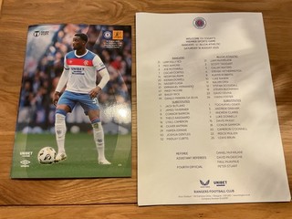 Rangers V Alloa League Cup Programme And Team Sheet 16 August 2025