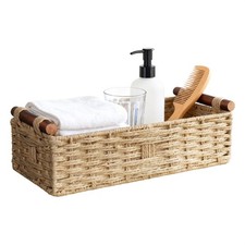 Back of Toilet Basket, Khaki Wicker Toilet Tank Basket for Toilet Paper Stora...