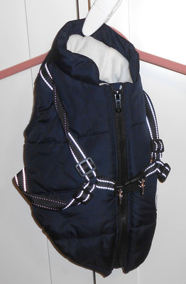 V-PET-B-R DOG VEST WITH HARNESS BLACK FL EECE LINED - SIZE XLARGE