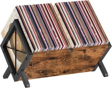 Vinyl Record Holder, Record Storage Rack Holds 80-100 LP Wooden and Metal