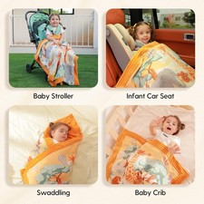 Muslin Plush Baby Blanket 40x40 Orange Wildlife Reversible Nap Travel Nursery