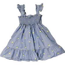 Janie  Jack: Girls Dress w/ Lemon Print  Ruffle Accents; 4T , Ret. 73