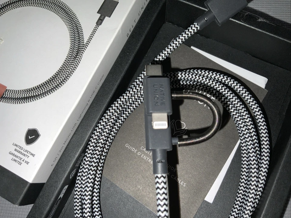Native Union Belt Cable 6.5' USB-C/Lightning/Micro to USB “MFi-Certified” Zebra - Image 2 of 3