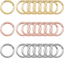 24 Pcs Spring O Rings,Mini Locking Carabiner,Small Carabiner Rings Bulk for Craf