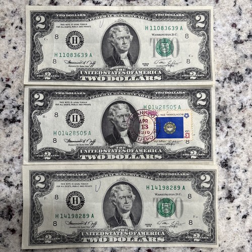 1976 POSTMARKED BICENTENNIAL TWO DOLLAR NOTE UNCIRCULATED $2 FIRST DAY ISSUE