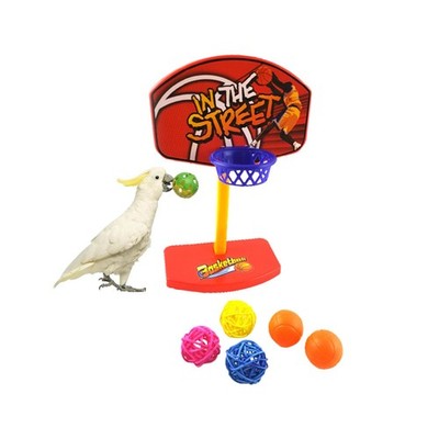 Fsocpen Parrot Intellective Mini Basketball Rack Training Toy,Birdie red 