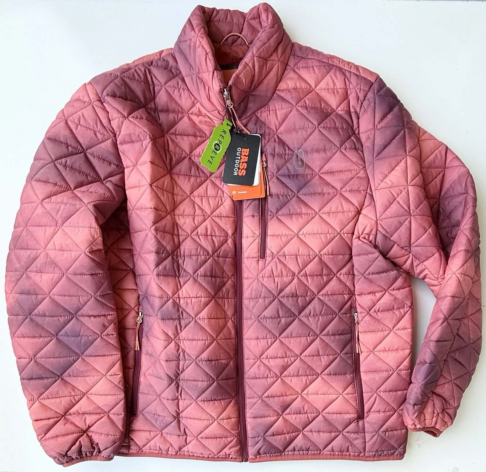 Bass Outdoor Men’s Packable Quilted Jacket Red Multicolor Size 2XL New With Tags