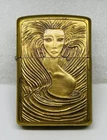 Vintage Rare Solid Brass Zippo 1993 Harley Davidson Girl With Hooped Earrings!