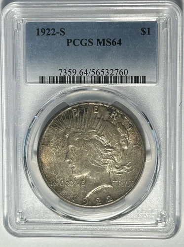 1922 S PEACE DOLLAR PCGS MS 64