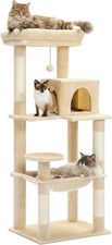 Cat Tree for Large Cats Adult with Metal Plush Big Hammock, 56.3" Cat Tower with