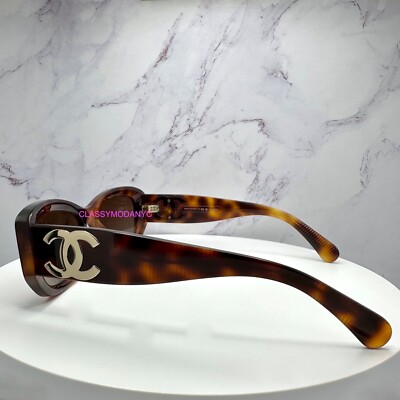 New CHANEL Sunglasses 5493 Tortoise Polarized Brown Gold CC Logo