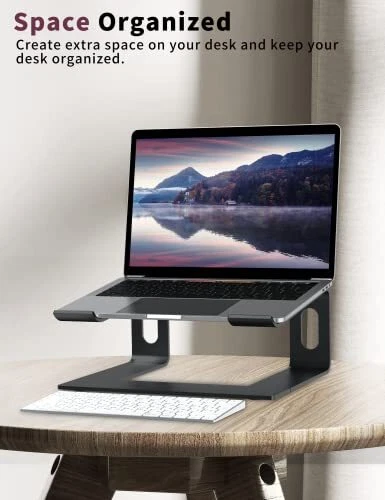 Ergonomic Aluminum Laptop Stand for Desk in Sleek Black
